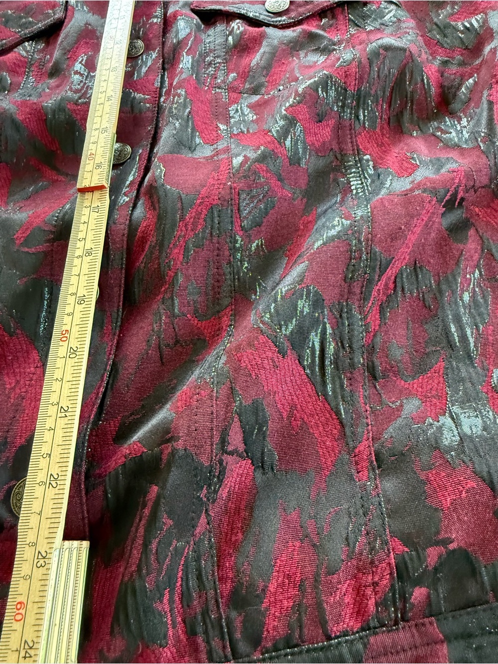 Ruby Rd. Red and Black Patterned Jean Jacket - Picture 7 of 10